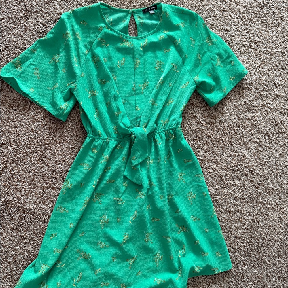 As U Wish Teal Dress with Gold Details